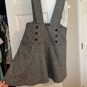 Black and white plaid overall skirt
